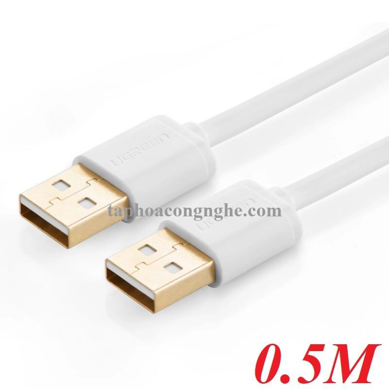 Ugreen 30131 0.5M màu Trắng Cáp 2 đầu USB 2.0 vỏ nhựa PVC US102 30030131
